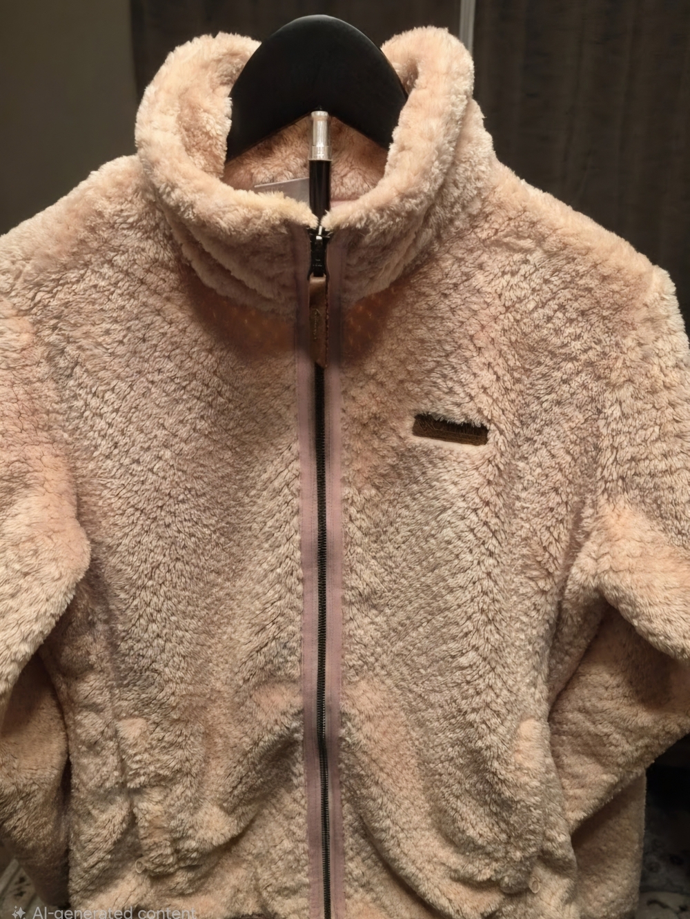 Women's Plush Teddy Zip-Up Jacket in Blush